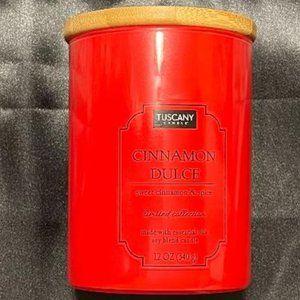 NEW TUSCANY CANDLE LIMITED COLLECTION ~ CINNAMON DULCE ESSENTIAL OILS SOY CANDLE